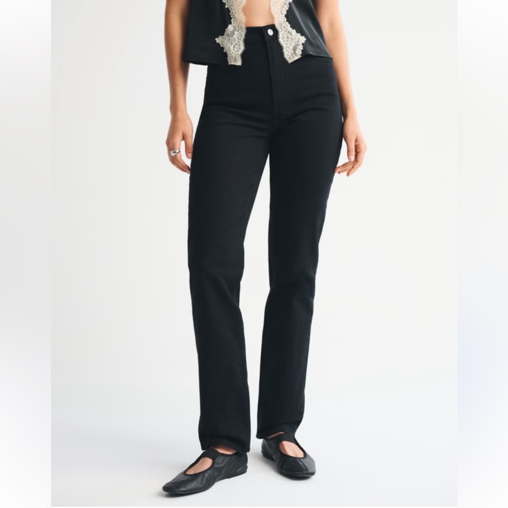 Abercrombie & Fitch black The 90s straight curve love Ultra High Rise Jean sz 8